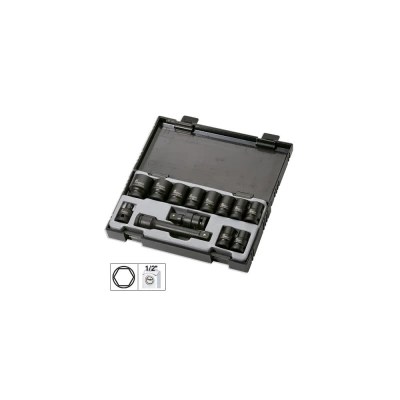 SET 13 PIESE. TUBULARE DE IMPACT DE 1/2` HEX. + ADAPTOR JBM
