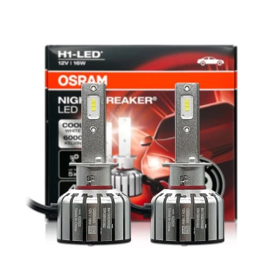 SET 2 BECURI NIGHT BREAKER LED H1 OMOLOGARE RAR OSRAM