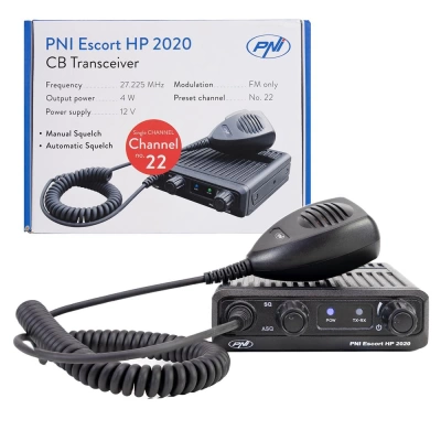 STATIE RADIO CB PNI ESCORT HP 2020, CU UN SINGUR CANAL, 4W, FM, 12V, FARA ZGOMOT
