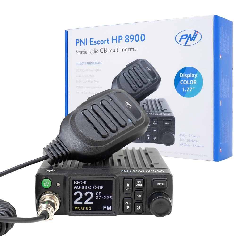 STATIE RADIO CB PNI ESCORT HP 8900 ASQ, 12V/24V, RF GAIN, ROGER BEEP, CTCSS-DCS, DUAL WATCH AM/FM